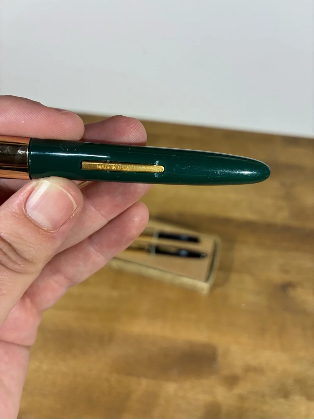 Vintage Scripto Fountain Pen Mechanical Pencil Set Black Green Original Box
